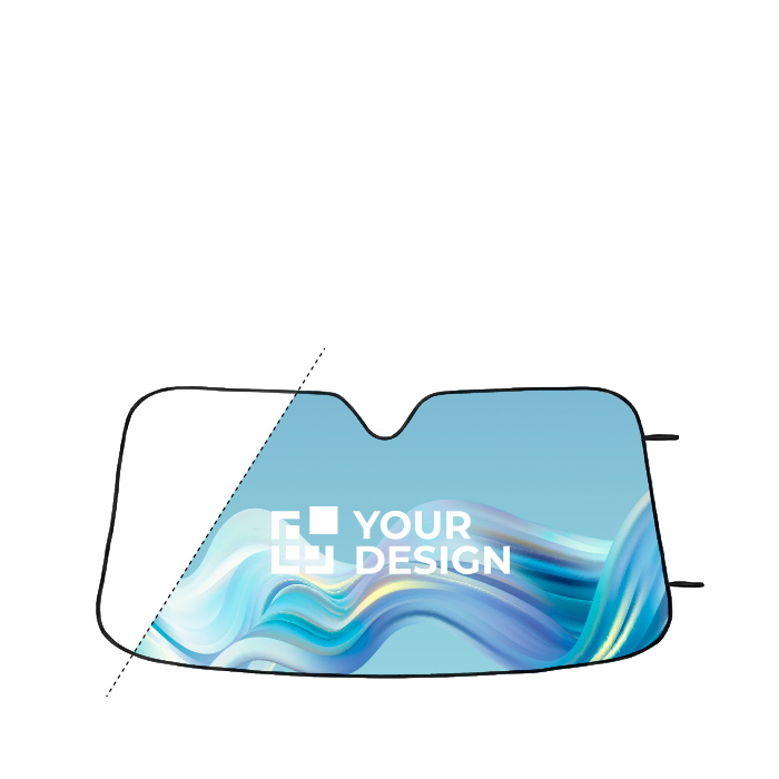 Autozonnescherm met 2 transparante zuignappen, te voorzien van logo