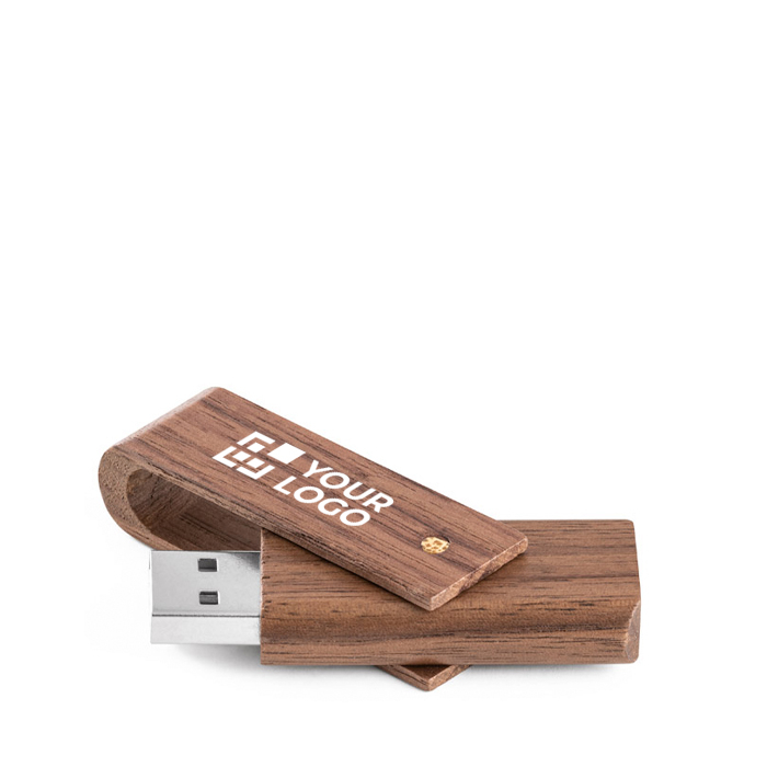 Volledig draaibare USB van walnoothout