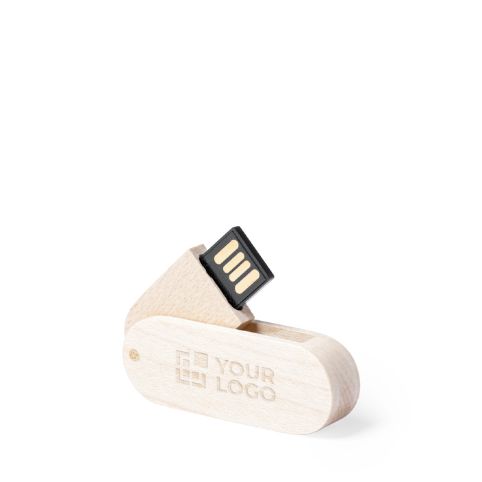 Draaibare slanke USB met houten behuizing