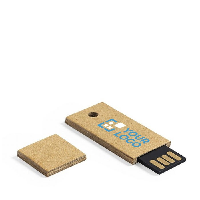 Rechthoekige USB-stick van gerecycled karton met dop