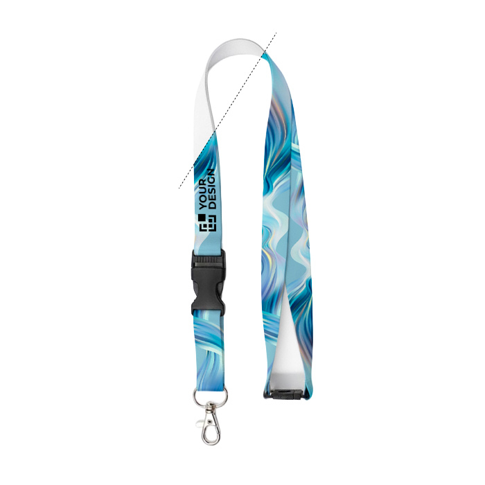 Custom made full colour lanyard met veiligheidssluiting