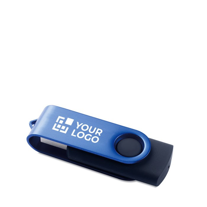 USB-stick met gekleurde beschermcover weergave met jouw bedrukking