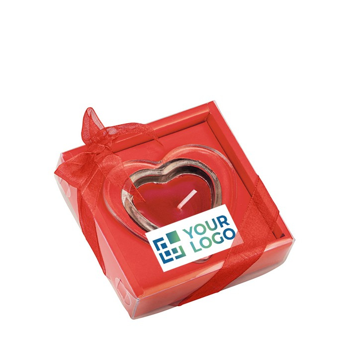Hartvormige kaars met logo voor reclame