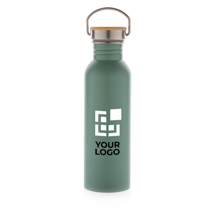 Enkelwandige RVS fles met logo (700ml) weergave met jouw bedrukking