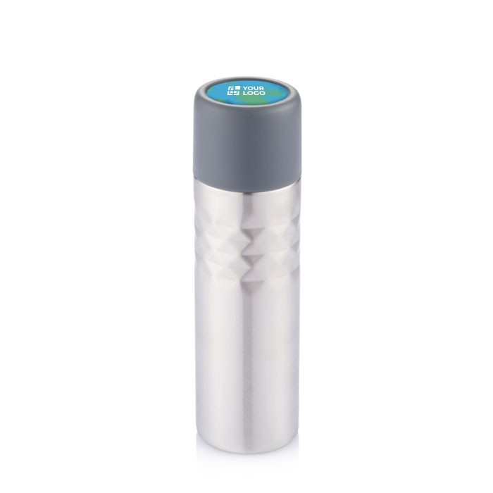 Dubbelwandige thermische fles met logo kleur grijs