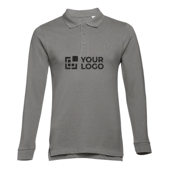 Reclame poloshirts met lange mouw, 210 g/m2 weergave met jouw bedrukking