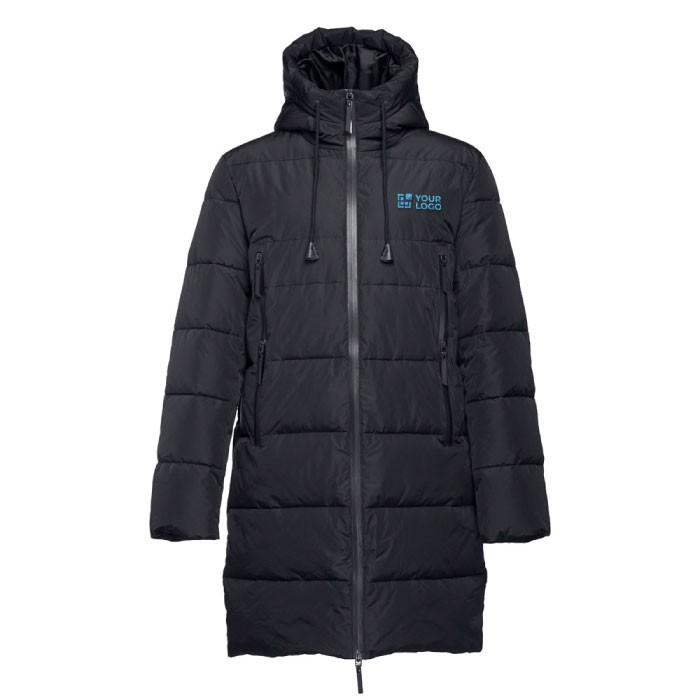 Polyester parka met logo in de kleur zwart