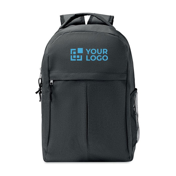 RPET polyester rugzak met logo kleur zwart