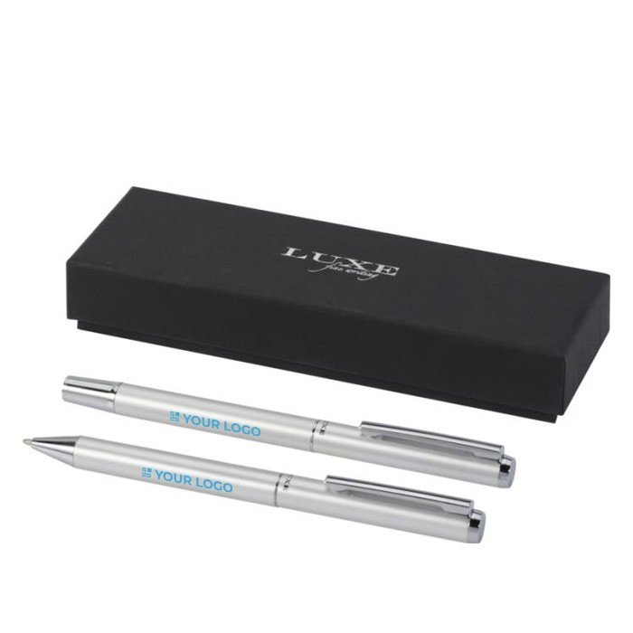 Aluminium balpen en rollerball met chromen accessoires