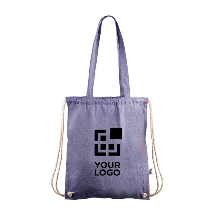 Fairtrade 140g/m2 katoenen 2-in-1 tas en rugzak met trekkoord