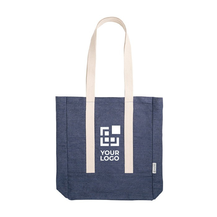 Denim tas met binnenzak en lange hengsels van 300 g/m²