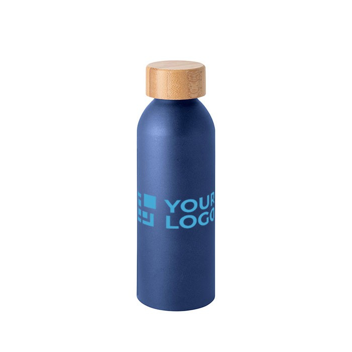 Aluminium drinkfles met logo met bamboe deksel 550ml
