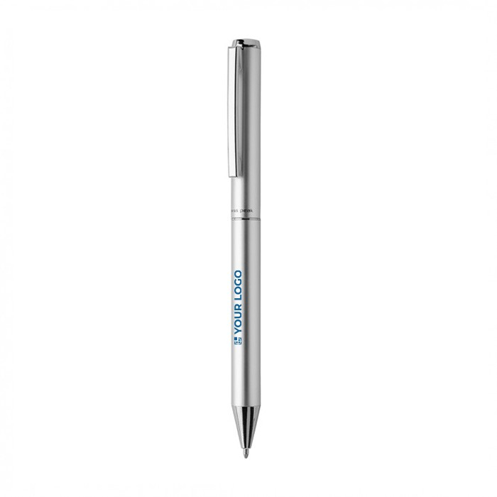 Elegante balpen van gerecycled aluminium, blauwe inkt Dokumental®