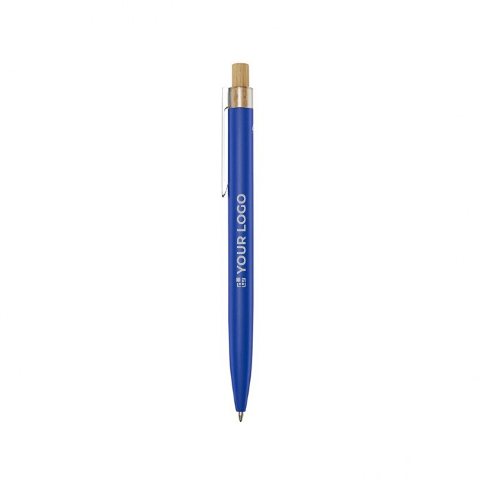 Pen van aluminium en bamboe met transparant zwart inktdetail