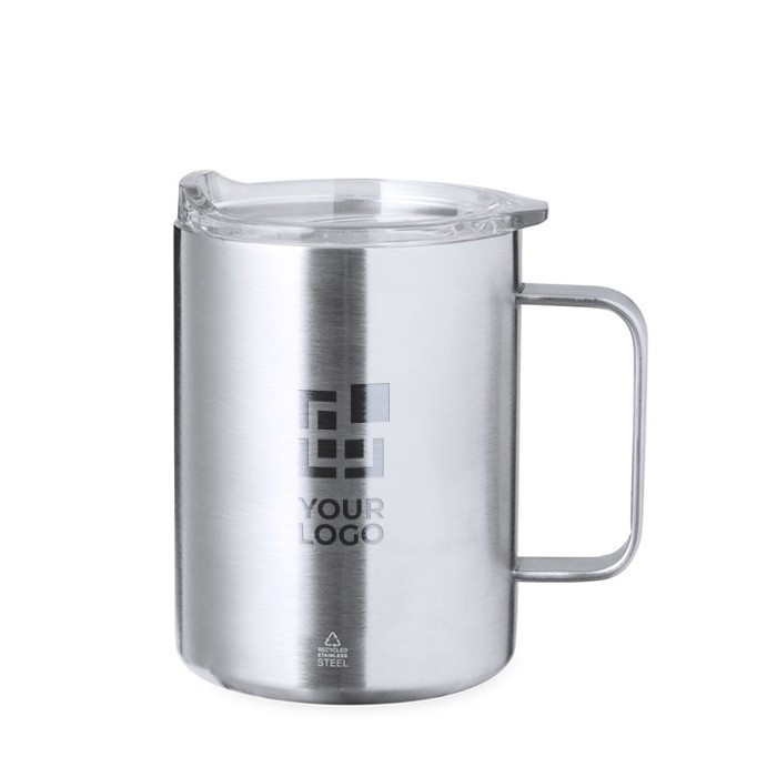 Dubbelwandige roestvrijstalen beker met dispenser 370ml