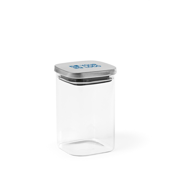 Glazen pot met gerecycled roestvrijstalen verzegeld deksel 1,2L
