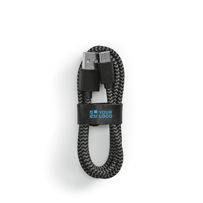 Kabel van RPET van 1 meter met twee USB-A en USB-C connectoren