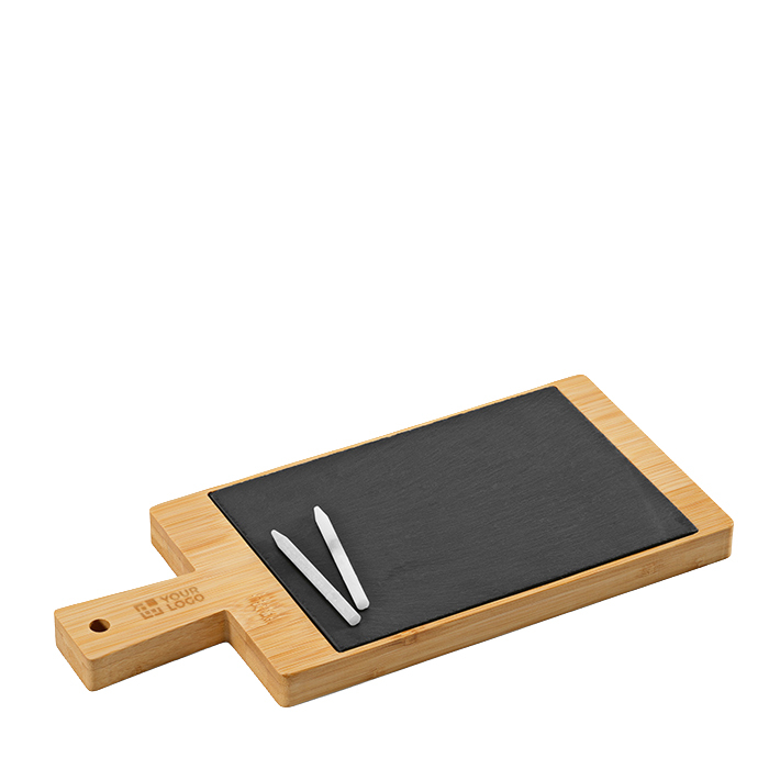 Bamboe snijplank met grote handgreep en beschrijfbaar krijtbord