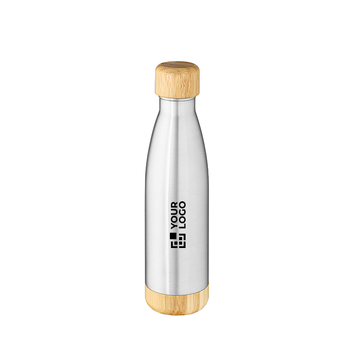 Gerecyclede stalen fles met dubbele wand en bamboe dop 500 ml