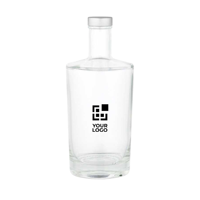 Glazen cilinderfles met smalle hals en zilverkleurige dop 760 ml