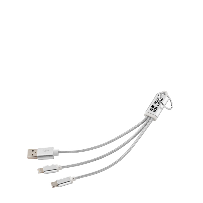 3-in-1-snellaadkabel met aluminium sleutelhanger 10 W