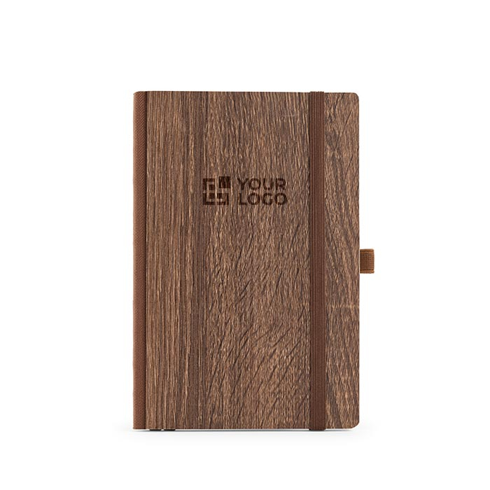 Eco A5-notitieboek met omslag in houtlook en blanco pagina's