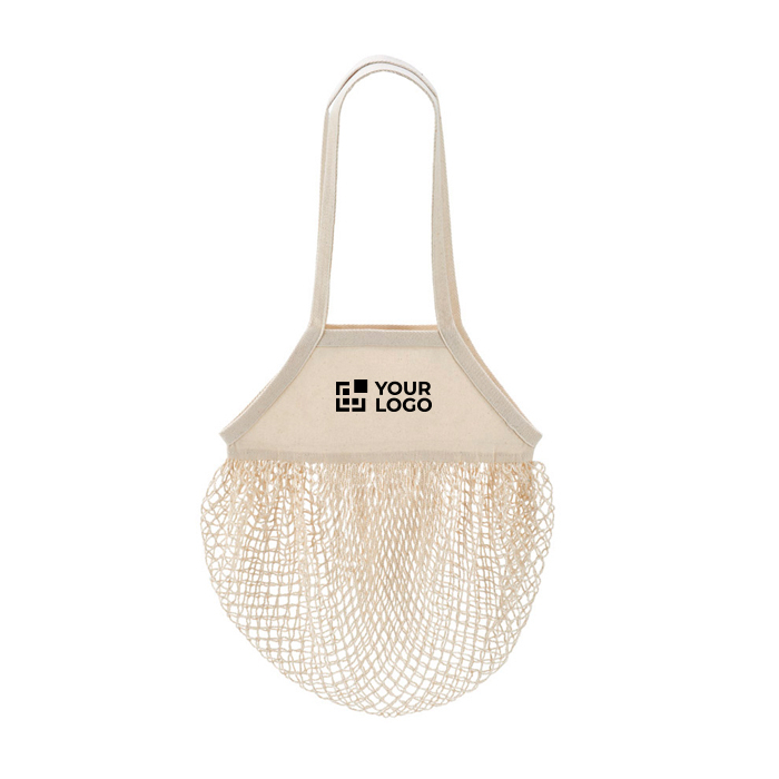 Boodschappentas van katoenen net met lange hengsels 180 g/m²