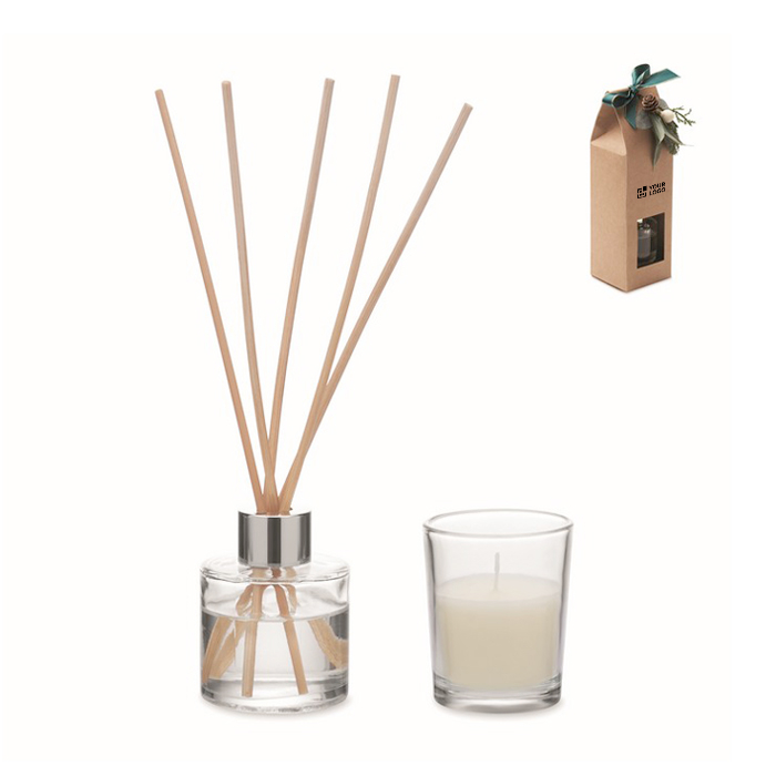 Aromaset met glazen diffuser en vanille geurkaars