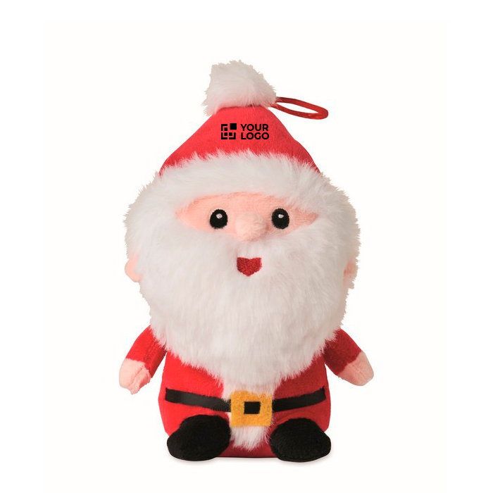 Kerstman knuffel van polyester met borduursel en ophanglus