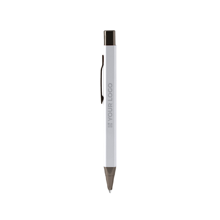 Drukpen van gerecycled aluminium met rubber coating, blauwe inkt
