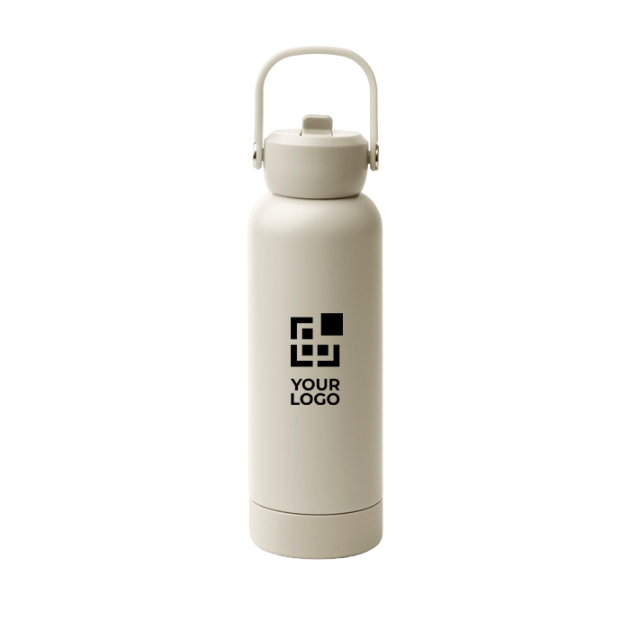 Dubbelwandige gerecyclede RVS-fles met handgreep en rietje 730 ml