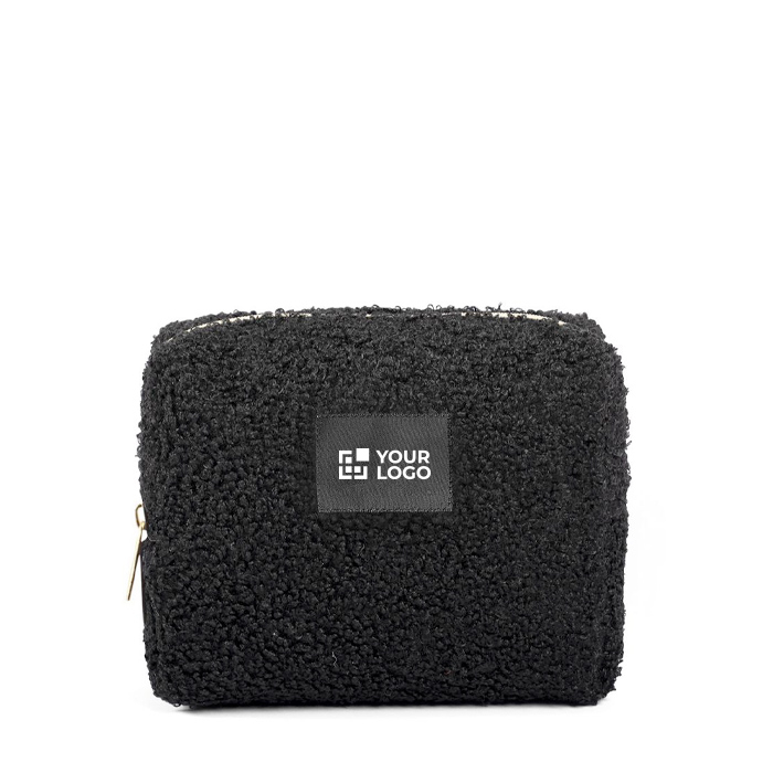 Polyester toilettas met sherpa-afwerking en rits 360 g/m²