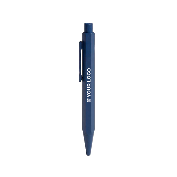 Aluminium pen met drukmechanisme en blauwe inkt