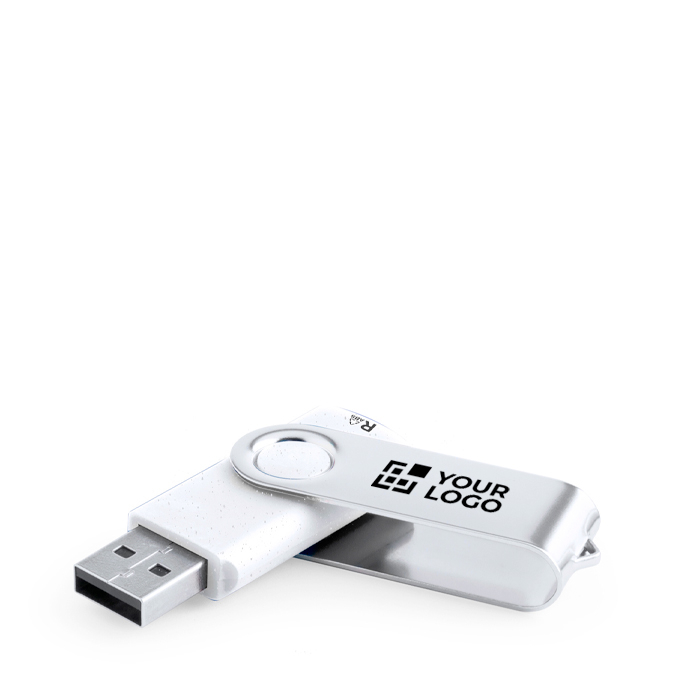 Stevige USB-stick van gerecycled plastic met draaibare metalen clip