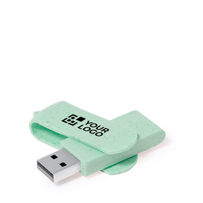 USB-stick in verschillende kleuren met bijpassende draaibare clip