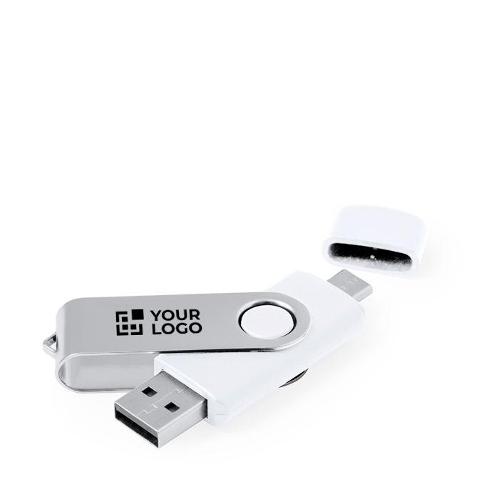 USB met metalen clip en dubbele aansluiting USB/type C