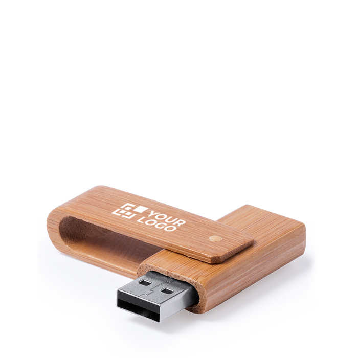 USB van bamboehout met beschermend draaimechanisme