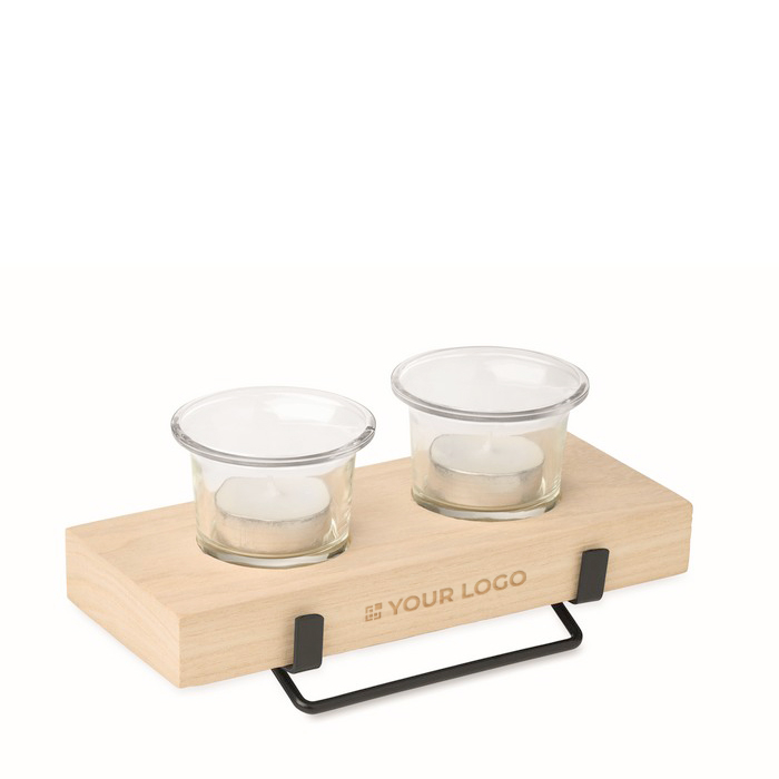Decoratieve kaarsenhouder met standaard voor 2 kaarsen