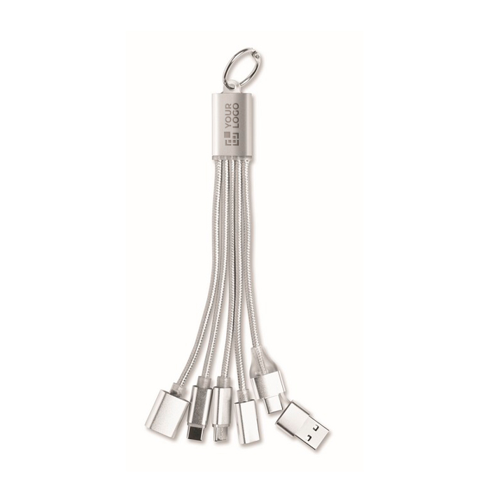 Aluminium sleutelhanger met 5-in-1 laadkabel