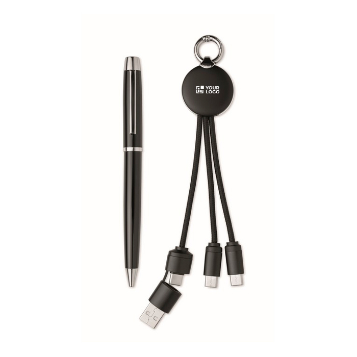 Geschenkset met metalen pen en sleutelhanger
