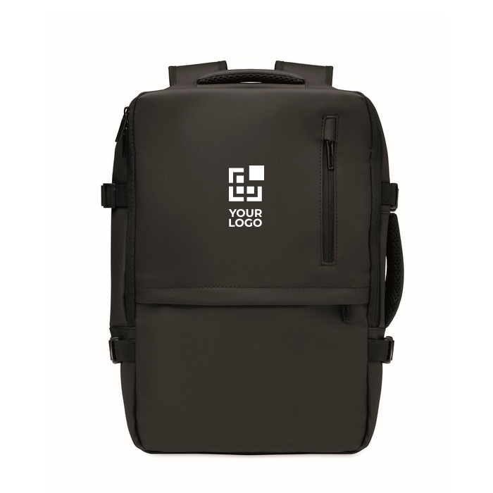 Uitschuifbare RPET 600D rugzak met vakken en trolleyband 20L