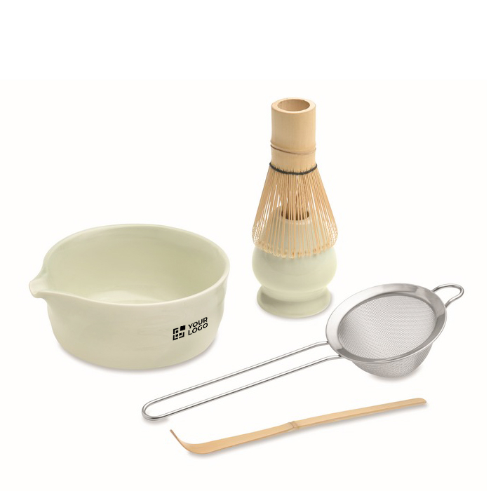 Matcha-set van 5 stuks van keramiek en bamboe in geschenkdoos