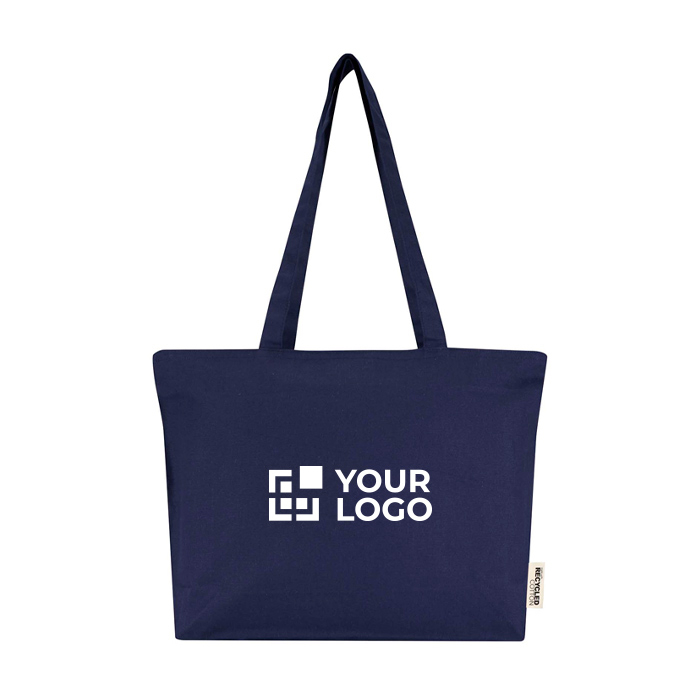 Katoenen totebag met ritssluiting en lange hengsels 320 g/m2