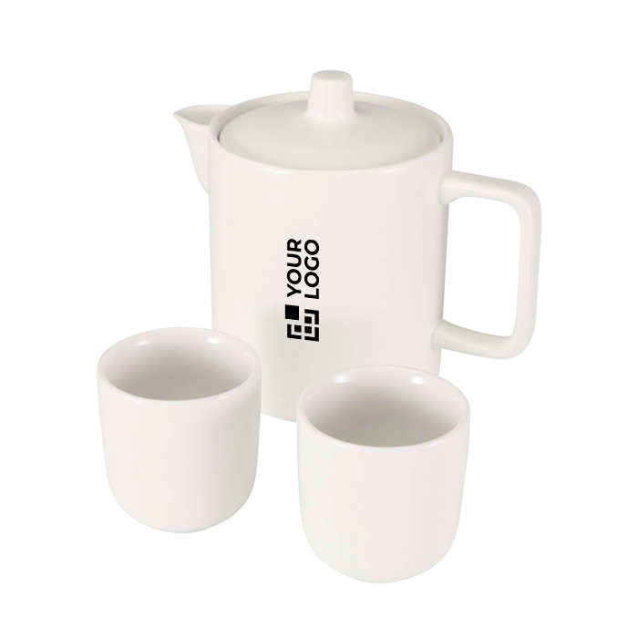 Theepot met twee keramische kopjes voor theeservice 600ml