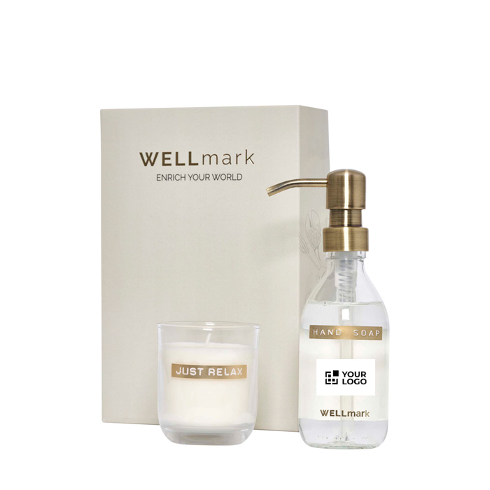Set met glazen dispenser en geurkaars WELLmark 250ml
