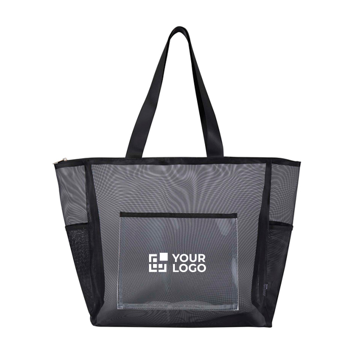 Transparante totebag van gerecycled gaas met ritssluiting 23L