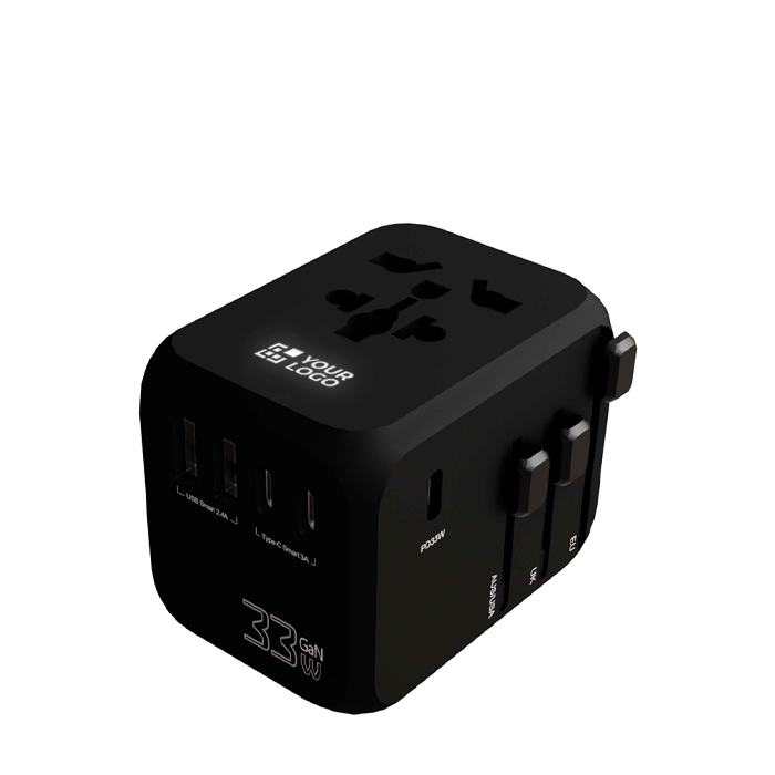 Personaliseerbare reisadapter met 33W GaN-snelladen