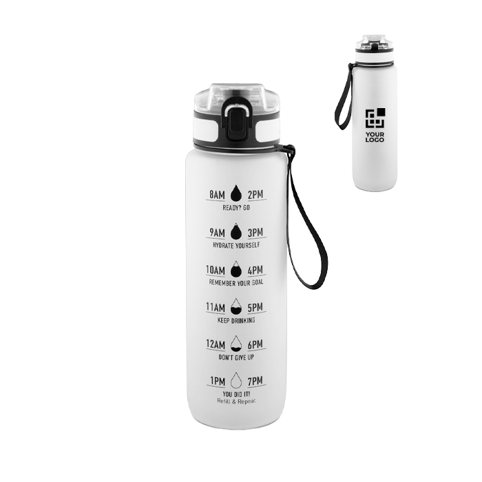 Matte rubberen RPET drinkfles met motiverende teksten 1,06 ml