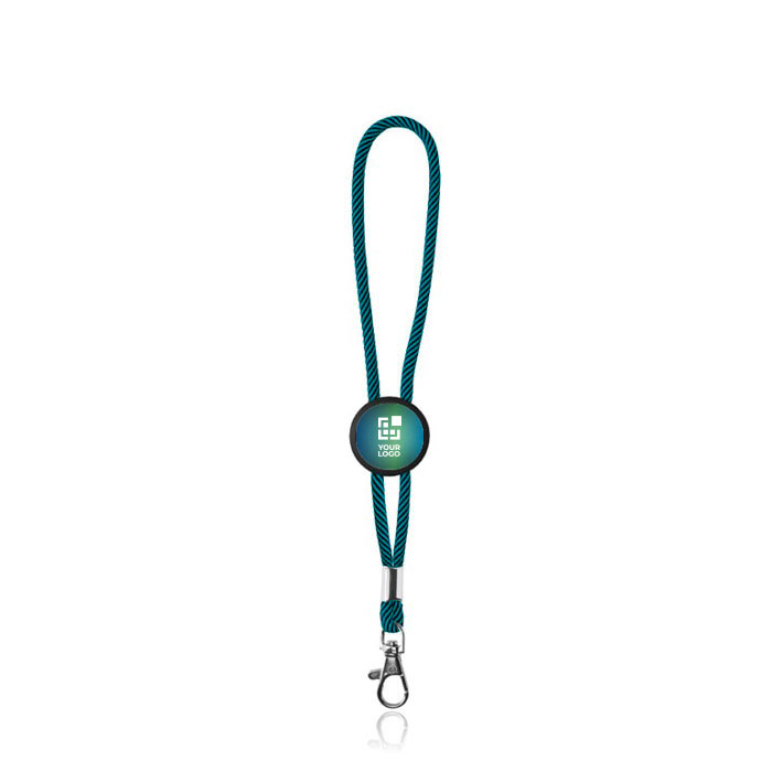 Polyester sleutelhanger met karabijnhaak en personaliseerbaar stuk met jouw bedrukking