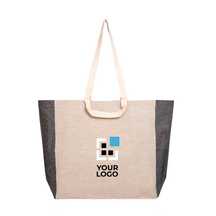 Tas van gerecycled katoen met schaduwrijke zijkanten 190 g/m² met jouw bedrukking